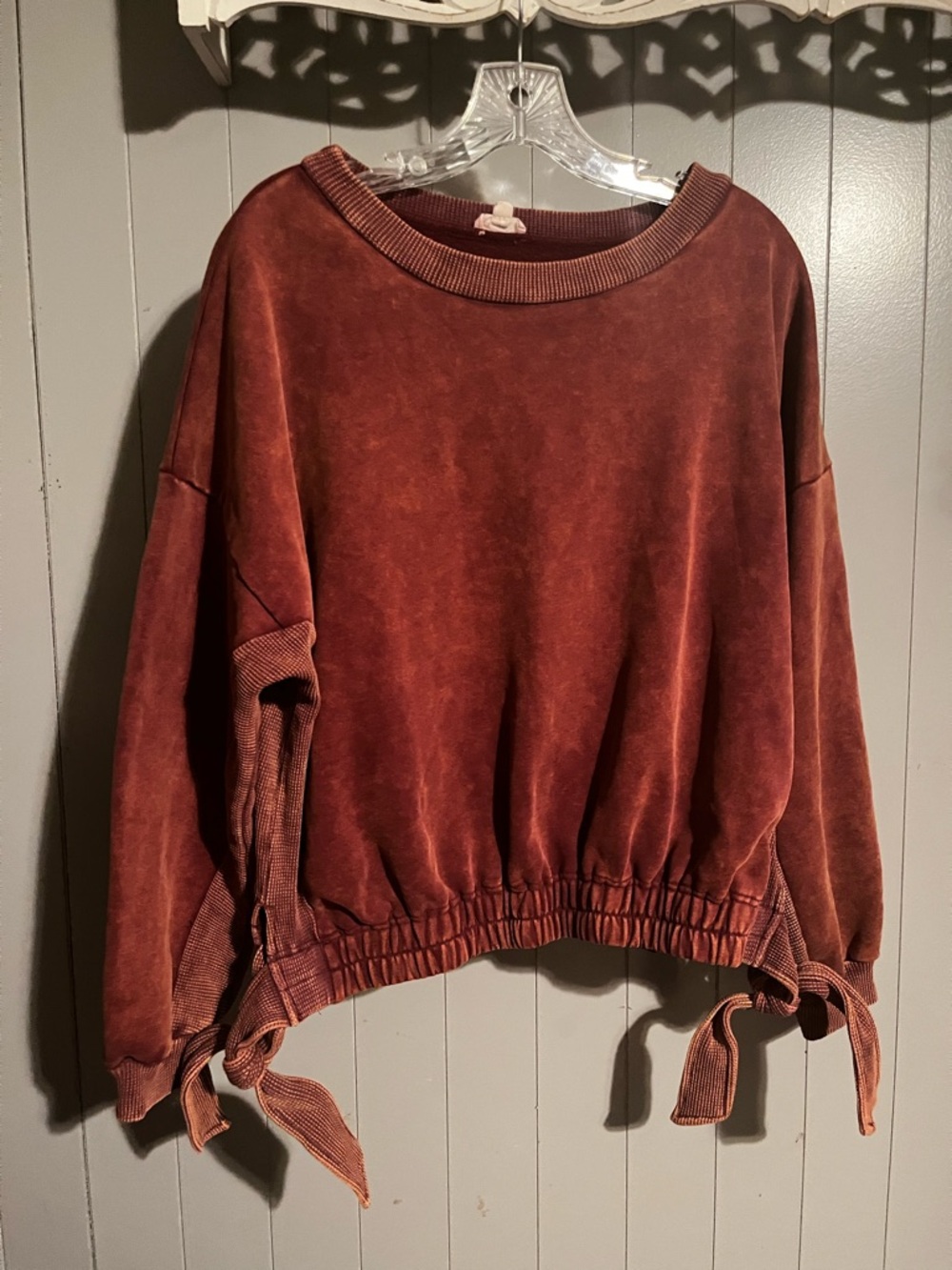 Hem & Thread Gorgeous Acid Wash oversized crewneck sweatshirt w/tie details